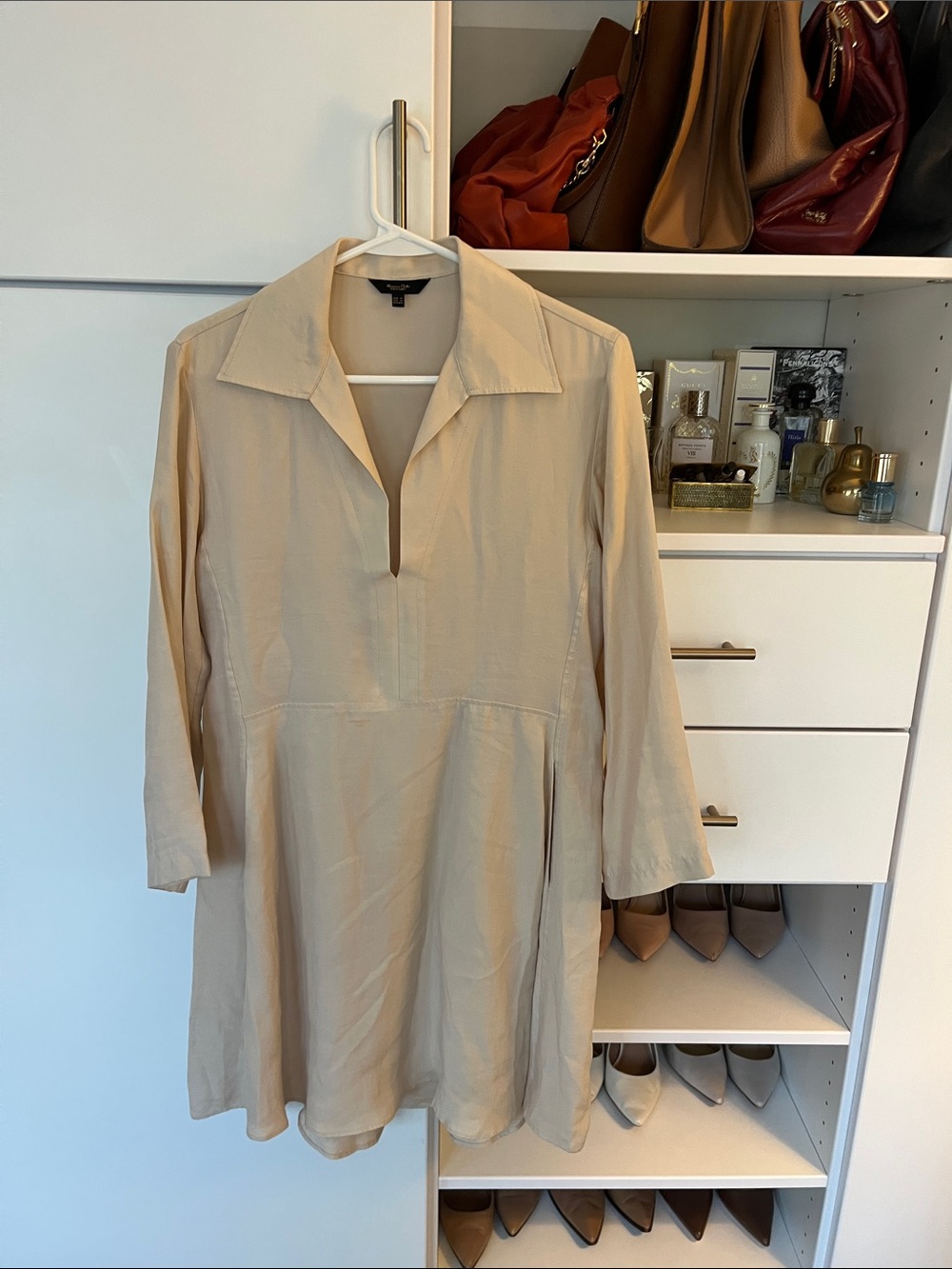 Massimo Dutti Cream Lightweight Tunic dress
